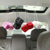 Picture of YGMONER Couple 2.75” Fuzzy Dice with Leather Dots Retro Car Mirror Hanging Accessories for Car Decoration (White)