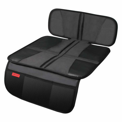 Picture of Kaiphy Car Seat Protector - Seat Protection Mat - Thick Padding - Durable, Waterproof Fabric, Leather Reinforced Corners & 3 Pockets for Handy Storage Black
