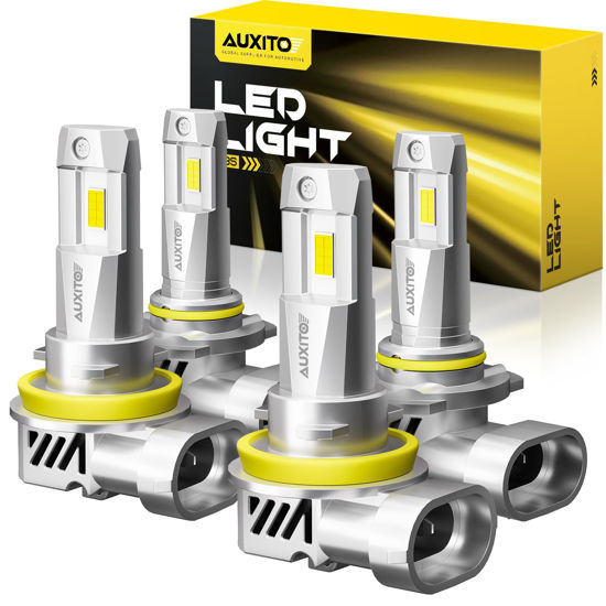 Picture of AUXITO 9005/HB3 H11/H9/H8 Fog Light, H8 H9 HB3 Bulbs Combo 5 Mins Install, Plug-N-Play, White Light, IP68 Waterproof, Pack of 4