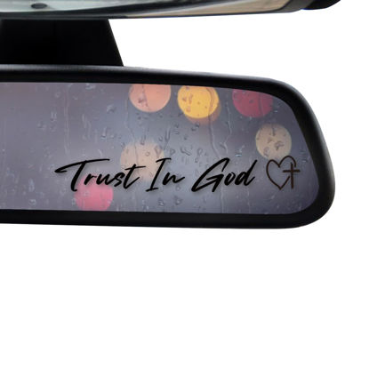 Picture of 3 x Trust In God Cross Black Car Mirror Decal Stickers for Cars Rearview Mirror Decal for Women Cute Decals Vinyl Affirmation Stickers for Window, Mirror, Tumbler, and Water Bottle