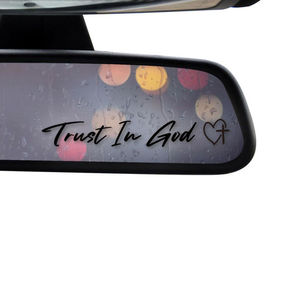 Picture of 3 x Trust In God Cross Black Car Mirror Decal Stickers for Cars Rearview Mirror Decal for Women Cute Decals Vinyl Affirmation Stickers for Window, Mirror, Tumbler, and Water Bottle