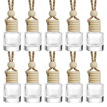 Picture of ESEWALAS 10Pcs Hanging Car Air Freshener,8ml Car Hanging Diffuser,Empty Glass Perfume Bottles Oil Diffuser Perfume Aromatherapy Pendant Bottle,Air Freshener Diffuser Bottle Pendant