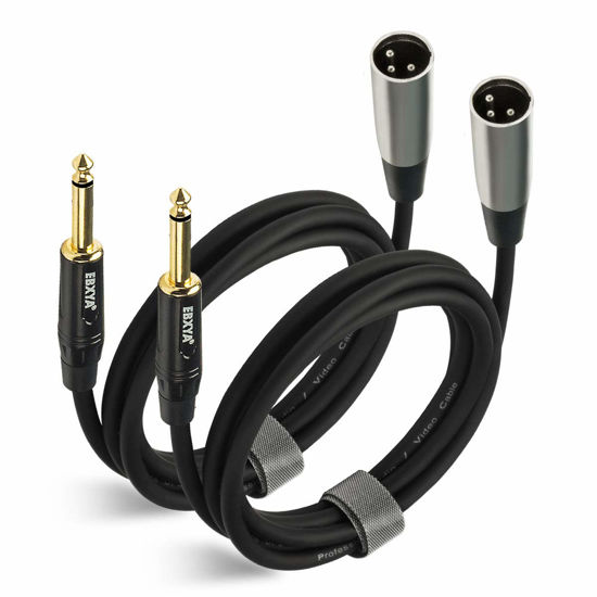 Picture of EBXYA XLR Male to 1/4 Inch TS Mono Unbalanced Microphone Cable 6Ft, 6.35mm to XLR Cable, 2 PCS