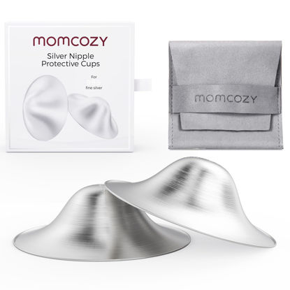 Picture of Momcozy 999 Silver Nursing Cups, Hole-Free Design, 999 Silver Nipple Shields, Breastfeeding Essentials, Silver Nipple Shields for Breastfeeding Newborns, Metal Nipple Shields, Regular Size