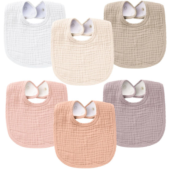 Picture of Konssy Muslin Baby Bibs for Boys Girls 6 Pack, 100% Cotton Baby Bib for Drooling and Teething, Absorbent and Adjustable Bandana Drool Bibs for Newborn