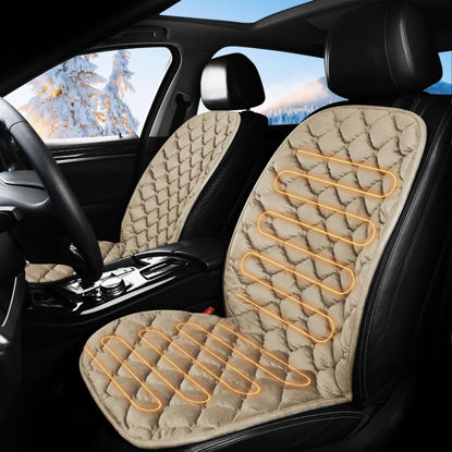 Picture of 1Pcs Driver Or Passenger Winter Luxury Car Seat Cushion Thickened Cushion Beige Suitable For All Kinds Of Cold Weather, Non-Slip Bottom, Fite For All Car, Pickup Truck, Rv, Box Truck Suv Accessories