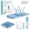 Picture of Bottle Brush Set -Baby Travel Essential-6 in 1 Bottle Cleaner Kit with Silicone Bottle Brush,Nipple Cleaner Brush,Straw Brush,Soap Dispenser,Storage Box,Bottle Drying Rack for Home and Travel(Blue)