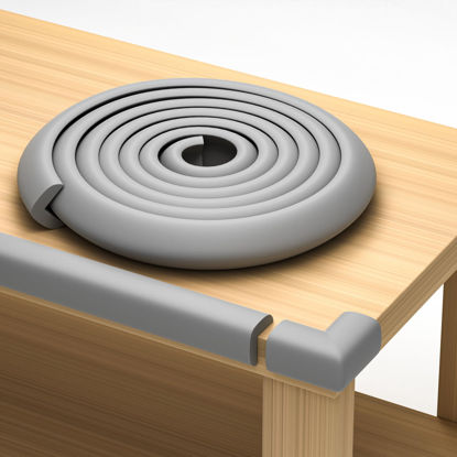 Picture of Sharp Edge and Furniture Safety Guards 20.4ft Protective Foam Cushion; 18ft Bumper 8 Adhesive Childsafe Corners Baby Caring Child Proofing Set NonToxic and Safe for Table, Fireplace, Countertop; Gray