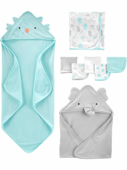 Picture of Simple Joys by Carter's Unisex Babies' 8-Piece Towel and Washcloth Set, Aqua Blue/Grey, One Size