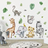 Picture of Watercolor Jungle Animal Wall Decals Forest Animal Wall Sticker Safari Elephant Tiger Giraffe Wall Decals for Baby Nursery Playroom Bedroom Classroom Kindergarten Wall Decor