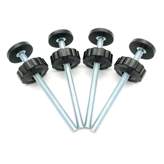 Picture of 4 Pack 8MM Baby Gate Threaded Spindle Rod, Replacement Hardware Parts Kit for Pet & Dog Pressure Mounted Safety Gates - Extra Long Wall Mounting Accessories Screws Rods Adapter Bolts Black
