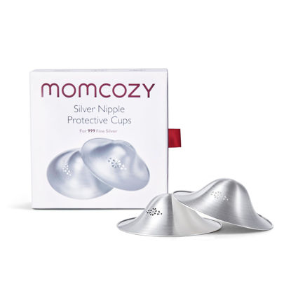 Picture of Momcozy 999 Silver Nursing Cups Original Perforated Breathable Design, 999 Silver Nipple Cover for Breastfeeding Essential, Silver Nipple Shield for Nursing Newborn, Metal Nipple Shields, Regular Size