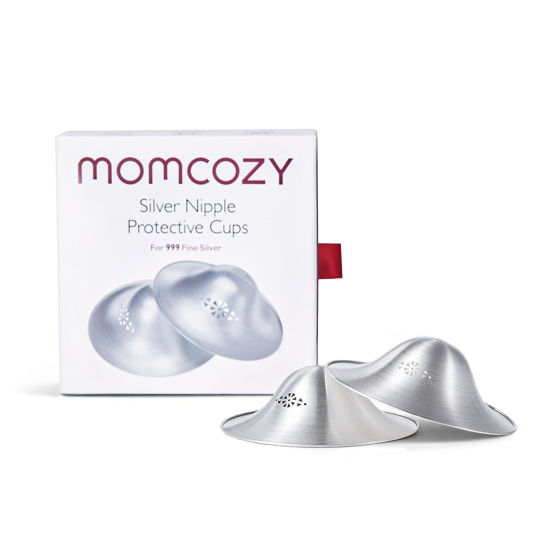 Picture of Momcozy 999 Silver Nursing Cups Original Perforated Breathable Design, 999 Silver Nipple Cover for Breastfeeding Essential, Silver Nipple Shield for Nursing Newborn, Metal Nipple Shields, Regular Size