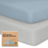 Picture of Pack and Play Sheets Fitted, 2-Pack Mini Crib Sheets - Pack N Play Sheets, Organic Fitted Crib Sheet for Pack and Play Mattress, Playard Baby Crib Sheets, Crib Sheets Neutral for Boys, Girls (Steel)