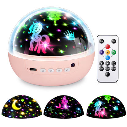 Picture of COOLNIGHT Kids Night Light Projector, Remote+3 Timer Unicorn Night Light for Kids,3 Film&93 Effect Toddler Night Light Kids Projector,3 Lightness Nightlight for Kids Room,360° Rotate Baby Night Light