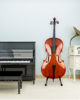 Picture of Musbeat Cello Stand, A-Frame Cello Stand with Bow Holder for Cello Display, Handcrafted Wooden Cello Stand with Padded Foam, Walnut Wood Floor Cello Stand for 1/2, 3/4, 7/8, Full-Size Cello, Guitar