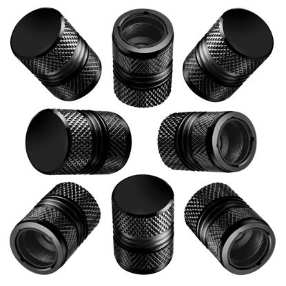 Picture of Tire Valve Stem Caps for Car Tires Air Caps Cover 8 Pack Corrosion Resistant Premium Alloy Leak-Proof Universal for SUV Truck Motorcycle Bike Black