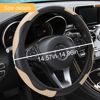 Picture of Car Steering Wheel Cover, 15 Inch PU Leather Carbon Fiber Elastic Stretch Without Inner Ring, Breathable Anti-Slip Auto Steering Wheel Protector for Women Men, Universal for Most Cars (Beige)