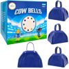 Picture of The Dreidel Company Metal Cowbell Noisemaker Cheering Bell, New Years, School Classroom, Wedding Bells & Chimes Percussion Musical Instruments Call Bell Alarm, 3" (Blue, 6-Pack)