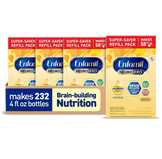 Picture of Enfamil NeuroPro Baby Formula, MFGM* 5-Year Benefit, Expert-Recommended Brain-Building Omega-3 DHA, Exclusive Immune Supporting HuMO6 Blend, Infant Formula Powder, Baby Milk, 36.4 Oz (Pack of 4)