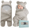 Picture of BlueMello Swaddle Blanket | Ultra-Soft Plush Essential for Infants 0-6 Months | Receiving Swaddling Wrap Grey | Ideal Newborn Registry and Toddler Boy Accessories | Perfect Baby Girl Shower Gift