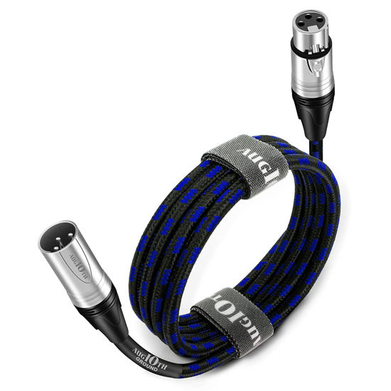 Picture of Augioth XLR to XLR Pro Mic Cable Male to Female XLR Cable 3-pin Blue Balanced Shielded Microphone Cable for Amplifier Mixer,Speaker Systems,Recording Studio,10Ft