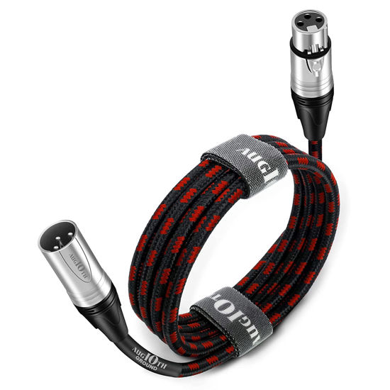 Picture of Augioth XLR to XLR Pro Mic Cable Male to Female XLR Cable 3-pin Red Balanced Shielded Microphone Cable for Amplifier Mixer,Speaker Systems,Recording Studio,30Ft