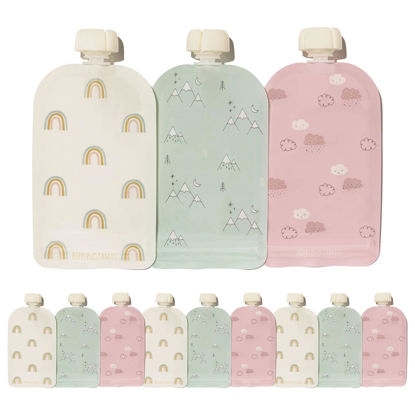 Picture of Hippypotamus Reusable Baby Food Pouches for Toddlers - BPA Free Food Grade - Dishwasher & Freezer Safe - Baby Food Containers - Refillable Squeeze Pouch for Applesauce & Yogurt - 12 Pack (Rainbows)
