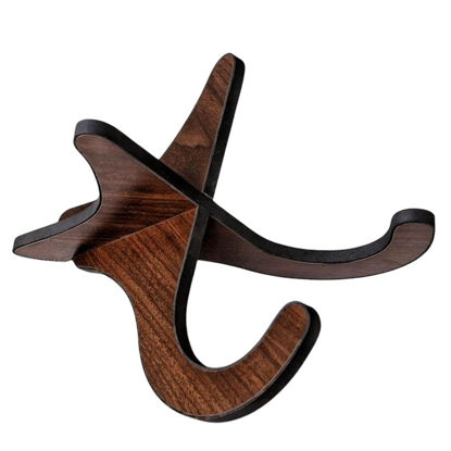 Picture of Aebor Portable Wooden Ukelele Stand Holder, Portable Wood Ukulele Stand for Small Guitar, Violin, Banjo, Mandolin(Dark Brown)