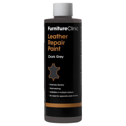 Picture of Furniture Clinic Leather Repair Paint | 2-in-1 Seal and Color | Use on Scratches, Tears, and Holes in Car Seats, Furniture | Quick and Easy Leather Repair Kit for Furniture (Dark Grey, 1.7oz)
