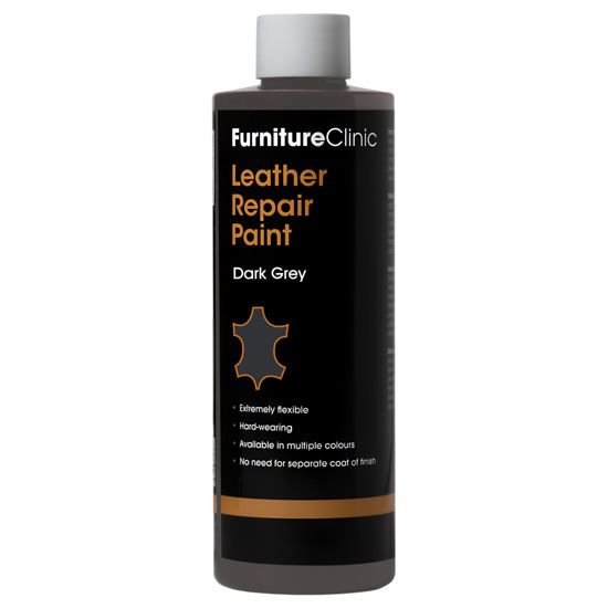 Picture of Furniture Clinic Leather Repair Paint | 2-in-1 Seal and Color | Use on Scratches, Tears, and Holes in Car Seats, Furniture | Quick and Easy Leather Repair Kit for Furniture (Dark Grey, 1.7oz)