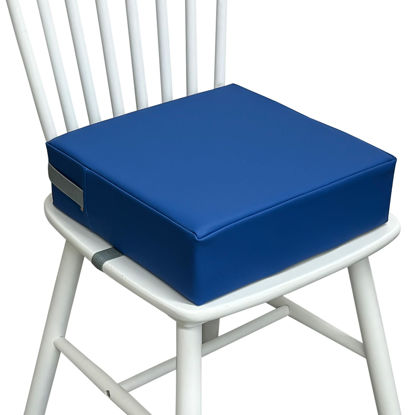 Picture of Eiury Toddler Booster Seat for Dining Table, 2 Elastic Seat Belts, Anti Scratch PU Skin-Friendly, Waterproof, Anti-Wrinkle, Detachable Non-Slip Bottom - Dark Blue