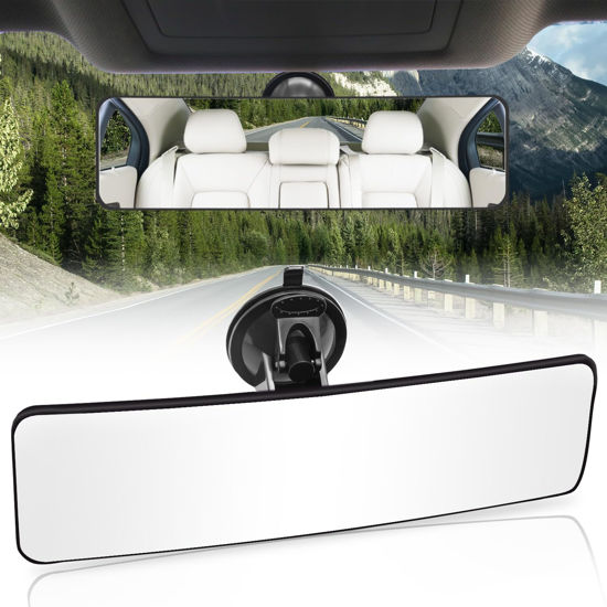 Picture of Rear View Mirror,Universal Anti-glare HD Adjustable Car Panoramic Rear View Mirror with Suction Cup(Widen the Field of View-Sector/Trapezoid/Rounded Rectangle)