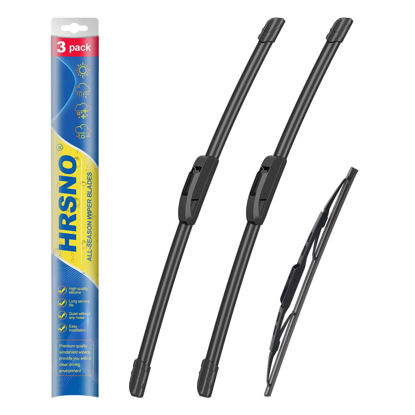 Picture of HRSNO 24"+16" Windshield Wipers With 12" Rear Wiper Blade Sets Automotive Replacement for Kia Sportage 2005-2010,Easy For Installation (Pack of 3)