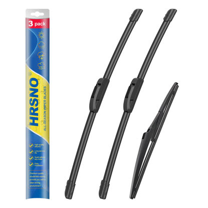 Picture of HRSNO 24"+18" Windshield Wipers With 14" Rear Wiper Blade Sets Automotive Replacement for Mazda CX-5 2013-2016,Easy For Installation (Pack of 3)