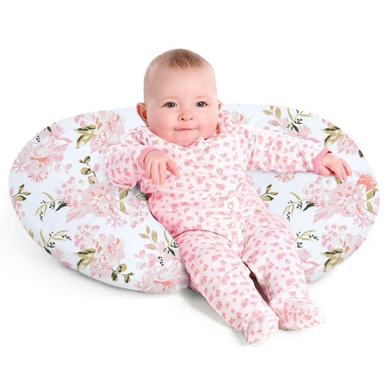 Picture of Nursing Pillow, Breast Feeding Pillows for Mom, Rose Floral Print Soft Cover with Breathable Filling, Infant Feeding Support Pillow for 0-12 Months, Multifunctional Support Cushion for Travel