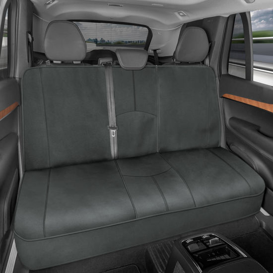 Picture of Motor Trend SpillGuard Waterproof Rear Bench Car Seat Cover, Black Stitching - Split Bench Rear Seat Protector with Neoprene Padding, Back Seat Cover for Kids & Dogs, Car Interior Covers