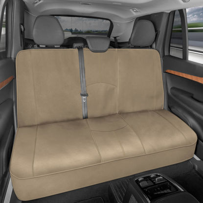 Picture of Motor Trend SpillGuard Waterproof Rear Bench Car Seat Cover, Black Stitching - Split Bench Rear Seat Protector with Neoprene Padding, Back Seat Cover for Kids & Dogs, Car Interior Covers