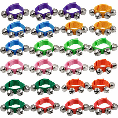 Picture of Happy Trees Band Wrist Bells, 9" Wrist Shaking Jingle Bells, Adjustable Ankle Bell Toys Christmas Gifts for Kids, 24 Pcs