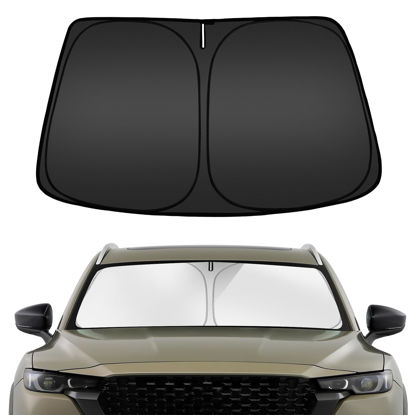 Picture of ARISMOTOR Windshield Sun Shade for Mazda CX-50 2023-2024, Custom Fit Foldable Front Window Sunshade Sun Visor Protector, Block UV Rays Keep Your Car Cooler