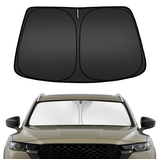 Picture of ARISMOTOR Windshield Sun Shade for Mazda CX-50 2023-2024, Custom Fit Foldable Front Window Sunshade Sun Visor Protector, Block UV Rays Keep Your Car Cooler