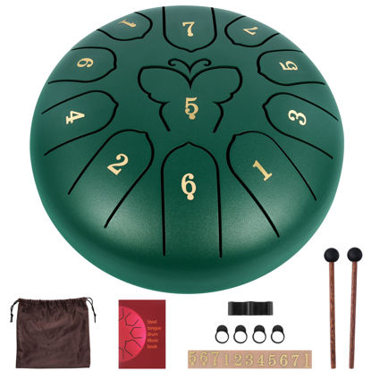 Picture of 11 Notes 6 Inch Steel Tongue Drum Rain Drum for Garden Outside Upgraded Balmy Drum Chakra Drum Steel Drum for Rain Music Instruments Music Education Entertainment Meditation Yoga Gifts with Travel Bag
