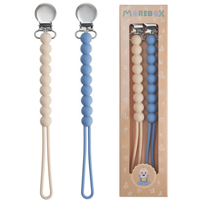 Picture of Pacifier Clip for Boys Girls - MORIBOX Paci Clip Soothie Baby Binky Holder for Shower Gift Birthday 2 Pack