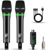 Picture of Bietrun XLR Wireless Microphone, Rechargeable Dual Metal Cordless Handheld Dynamic Mics for Mixer, Audio Interface, PA Amplifier System, Church, Singing, Karaoke(UHF 240FT Range)(with 6.35 Adapter)