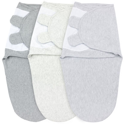 Picture of Bublo Baby Swaddles for Newborns - 3 Pack Organic Baby Swaddles for 0-3 Months - Baby Swaddle Sleep Sack - Infant Sleeping Swaddle Sack - Adjustable Swaddle Blanket Wrap Boy Girl (Melange Grey)