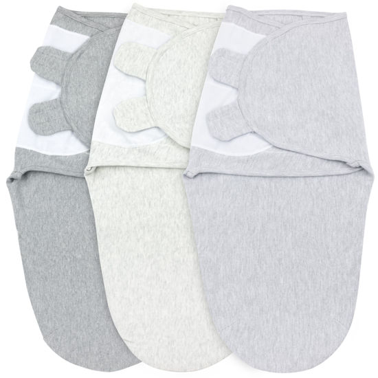 Picture of Bublo Baby Swaddles for Newborns - 3 Pack Organic Baby Swaddles for 0-3 Months - Baby Swaddle Sleep Sack - Infant Sleeping Swaddle Sack - Adjustable Swaddle Blanket Wrap Boy Girl (Melange Grey)