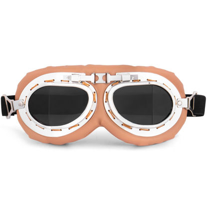Picture of Peicees Vintage Helmet Goggles Motorcycle Goggles Bike Motorcross Pilot Goggle, Copper Silver-Smoke