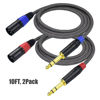 Picture of Ihurllu Balanced 1/4" TRS to XLR Male Patch Cable, 10Feet Quarter Inch 6.35mm to 3pin XLR Male Microphone Cable, Heavy Duty Nylon Braided, Gold Plated Plug, for Mixer, Speaker, Studio Monitor -2Pack