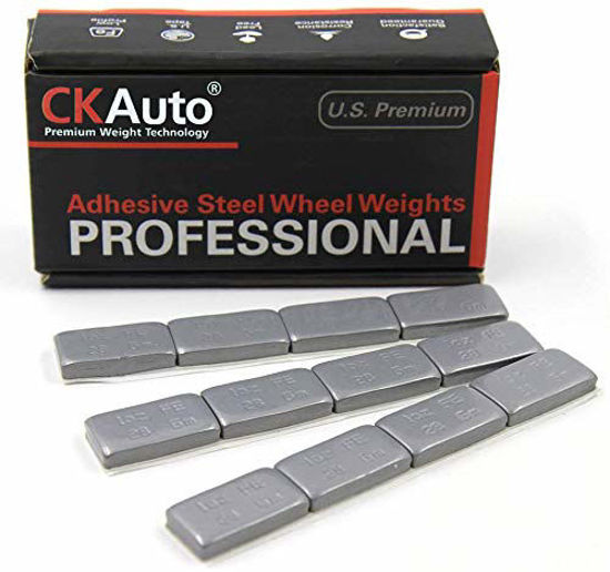 Picture of CKAuto 1oz, Grey, Adhesive Stick on Wheel Weights,EasyPeel Tape, 72 oz/Box, US Quality(72pcs)