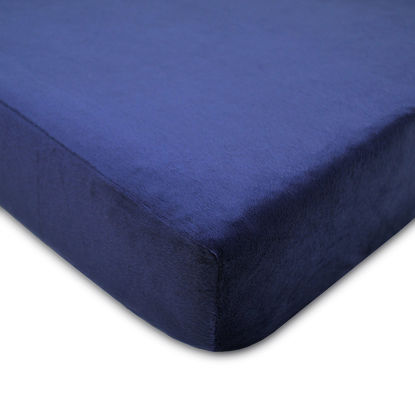Picture of American Baby Company Heavenly Soft Chenille Fitted Crib Sheet 28" x 52", Warm and Cozy Neutral Chenille Sheet, Navy, for Boys and Girls, Fits Crib and Toddler Bed mattresses